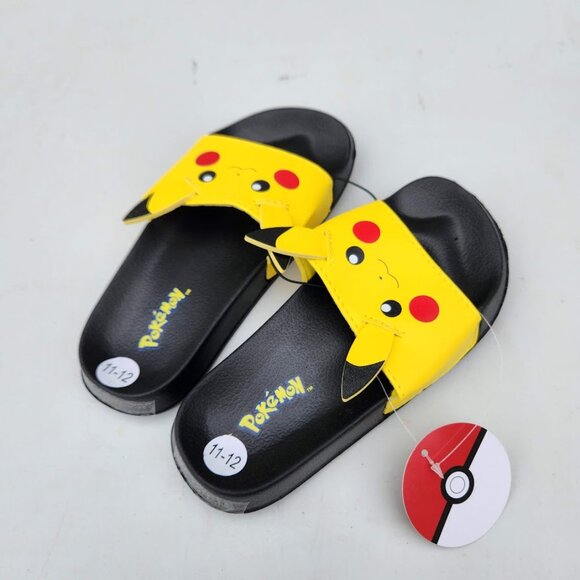 NEW Toddler Boy's Size 11 Sandals Pikachu Pokemon Yellow Black NEW Slides Shoes - Picture 3 of 13
